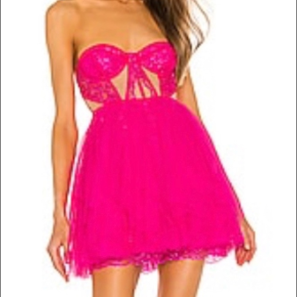 FOR LOVE AND LEMONS x REVOLVE BUSTIER MINI DRESS IN PINK
